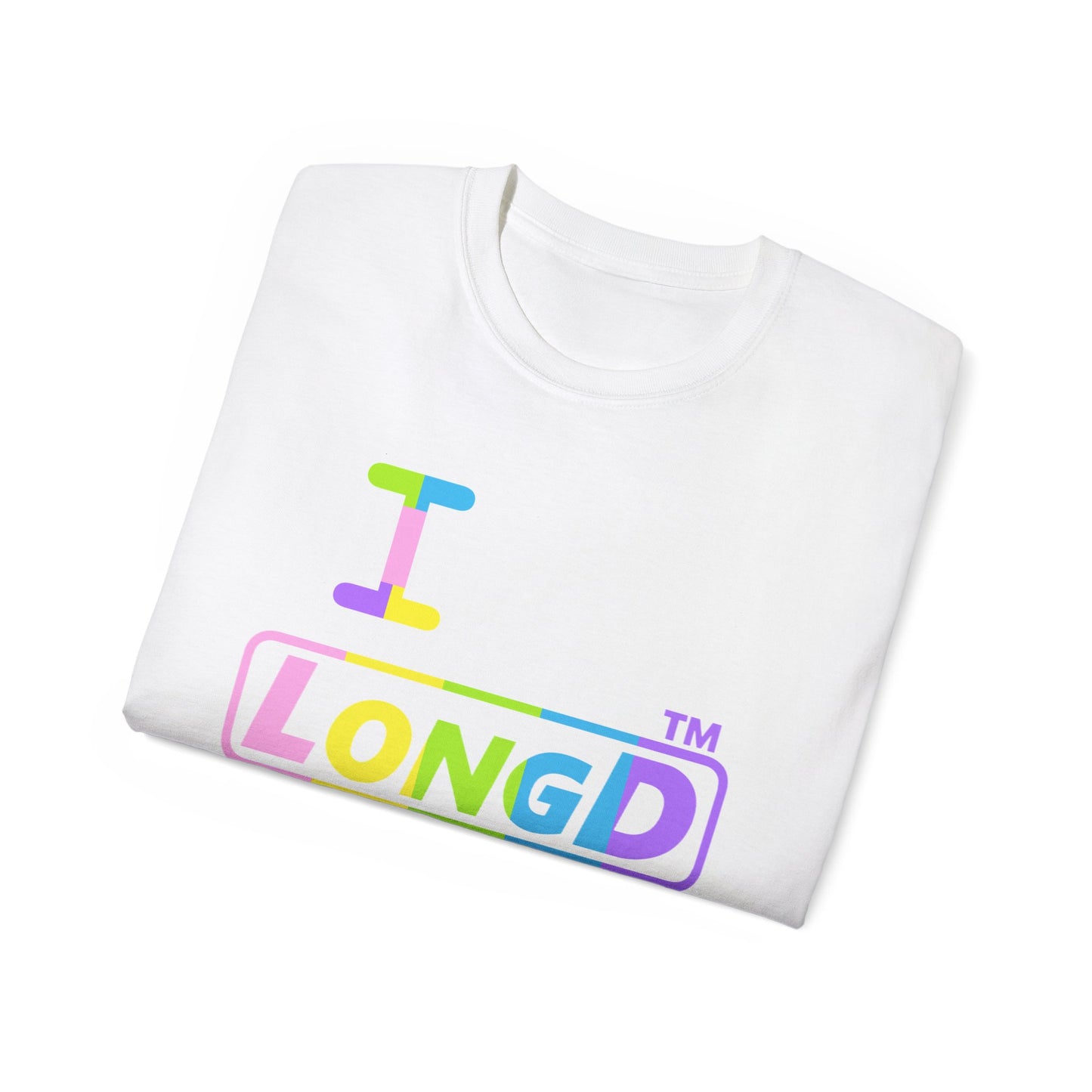 I Bunny LongD® positive vertical striped Tag Logo Cotton Tee