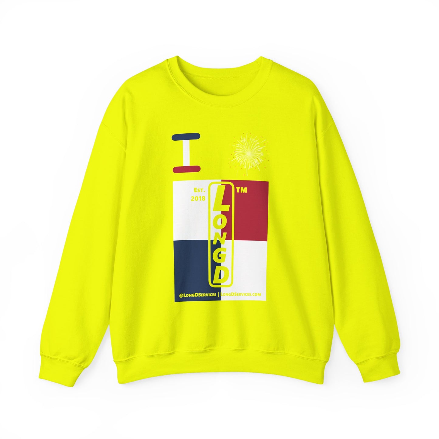 I Burst LongD negative quarters tag-domain upright logo crewneck sweatshirt