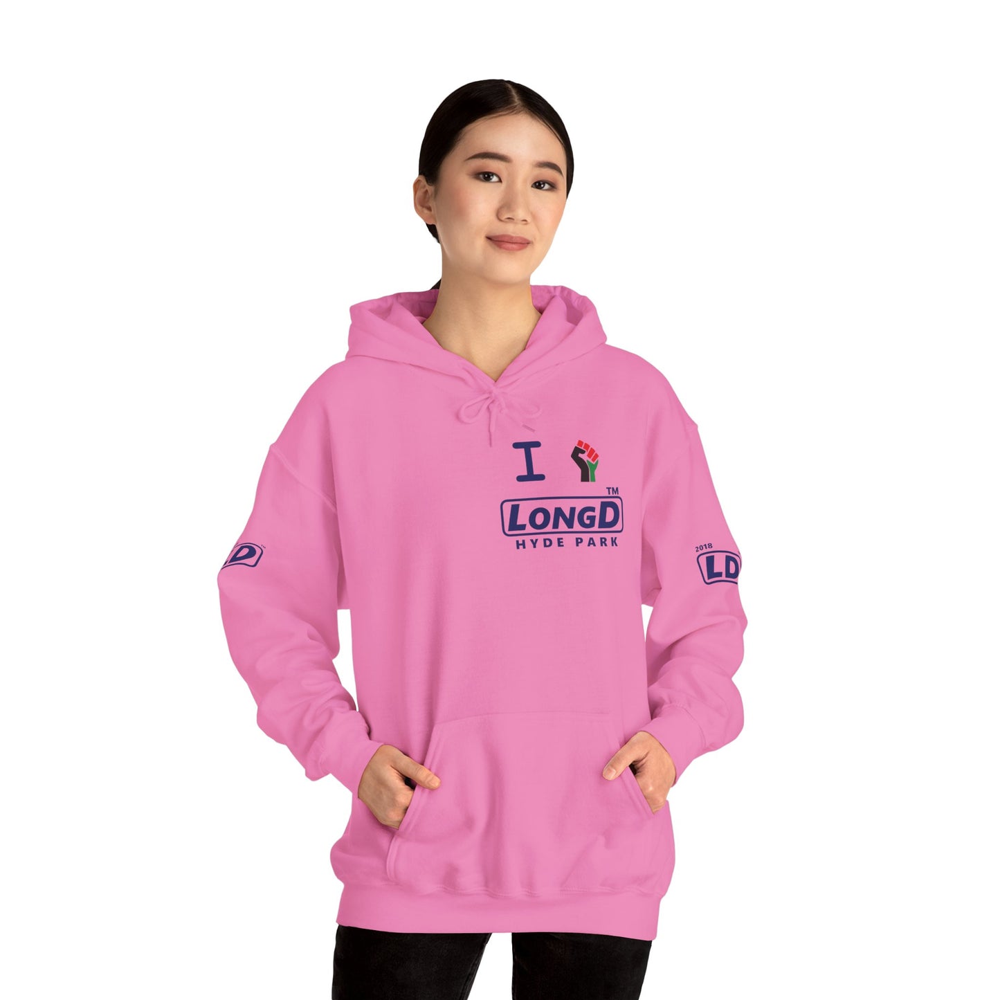 I fist LongD® basic official 4-print single-breasted Hyde Park logo Hoodie (Juneteenth colors)