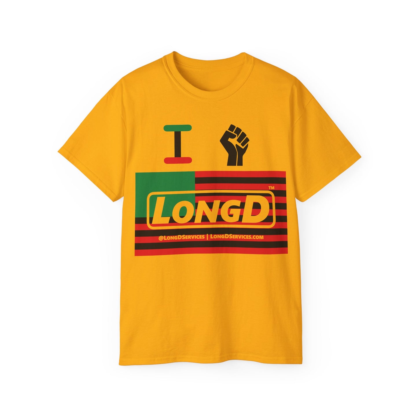 I Fist LongD® Logo Cotton Tee Juneteenth black fist negative flag