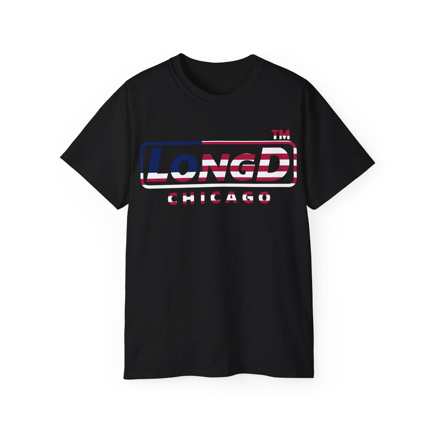 LongD positive flag Chicago logo cotton tee (patriotic colors)