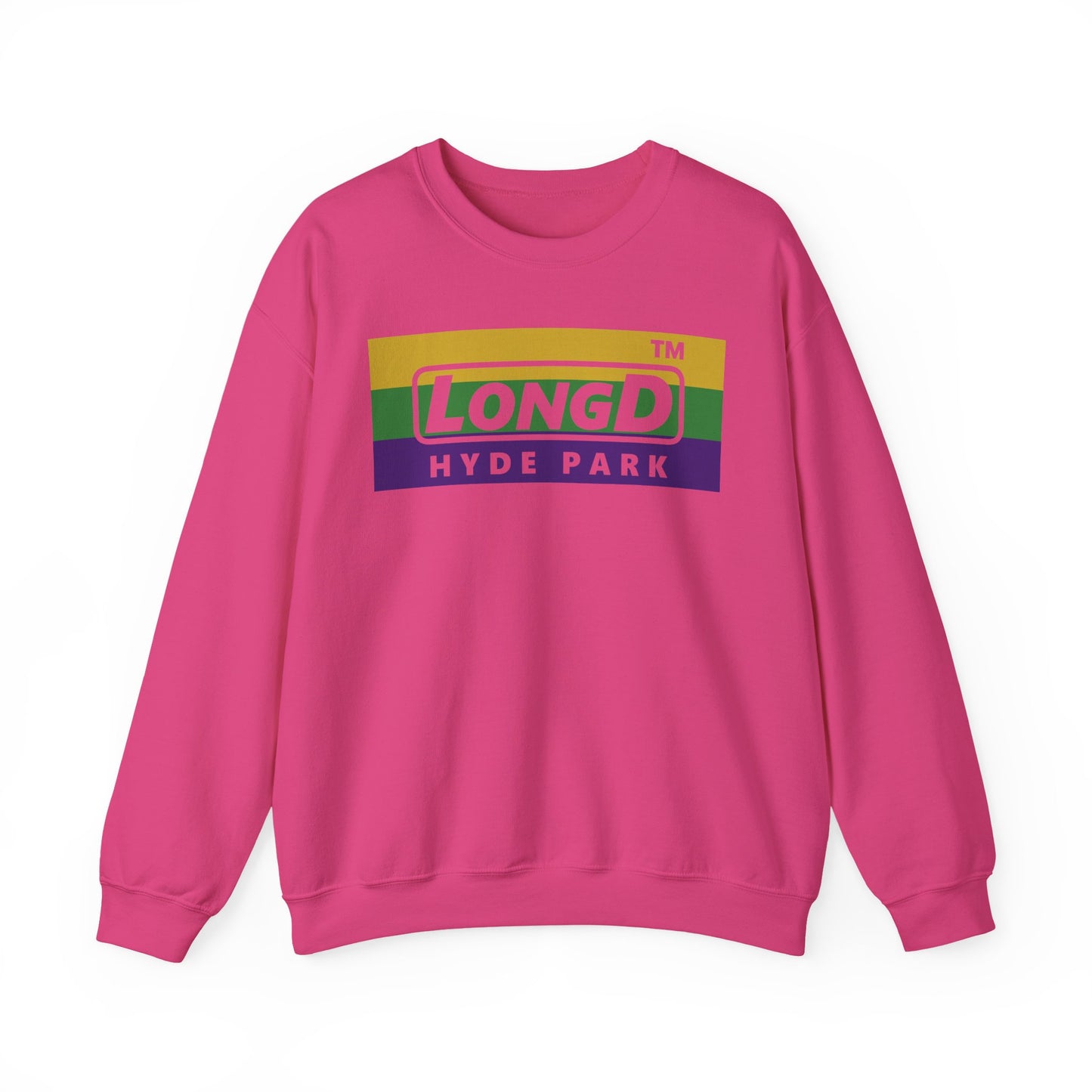 LongD negative striped Hyde Park logo crewneck sweatshirt