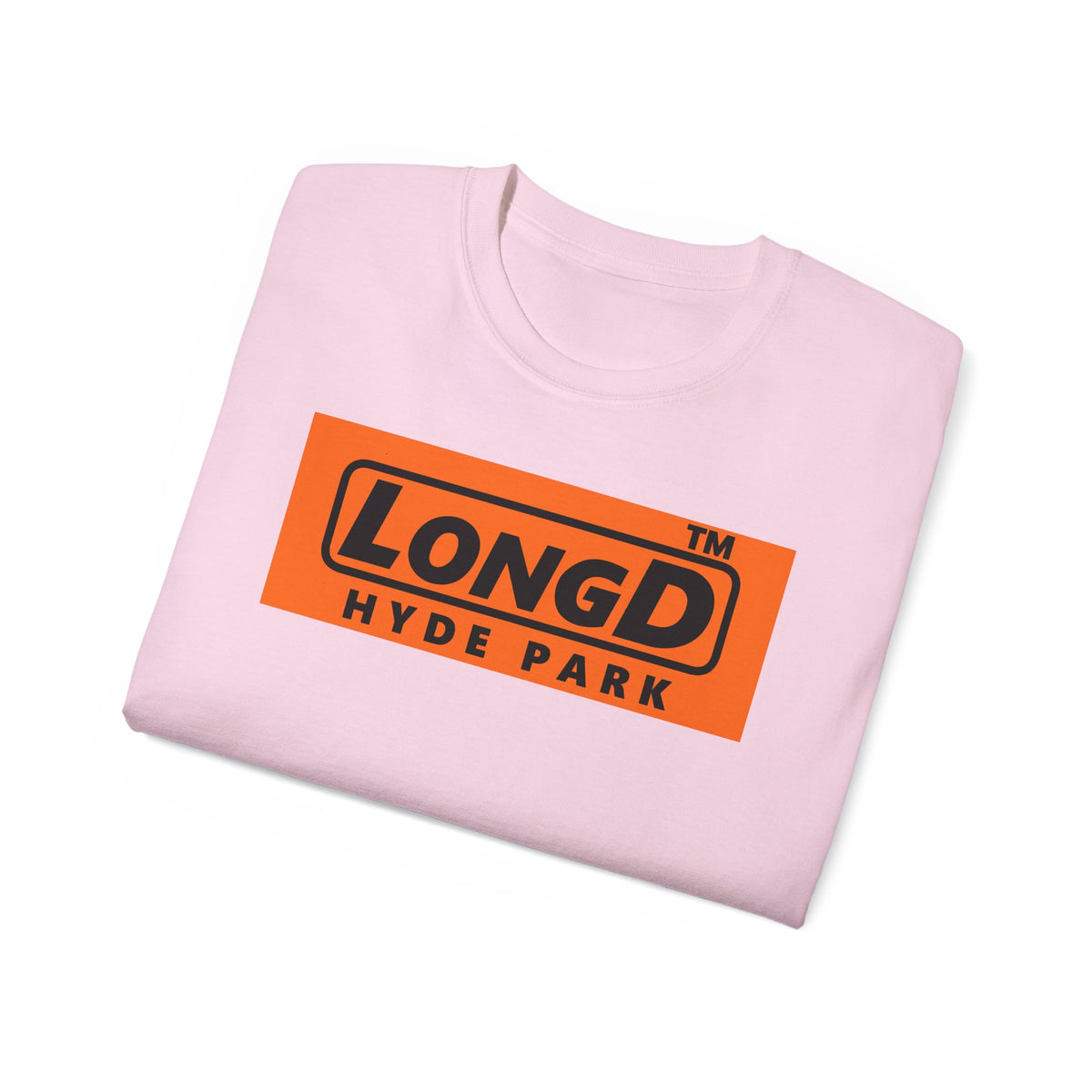 LongD Hyde Park logo Black (000000) on orange (FE7518) (Halloween colors) cotton tee