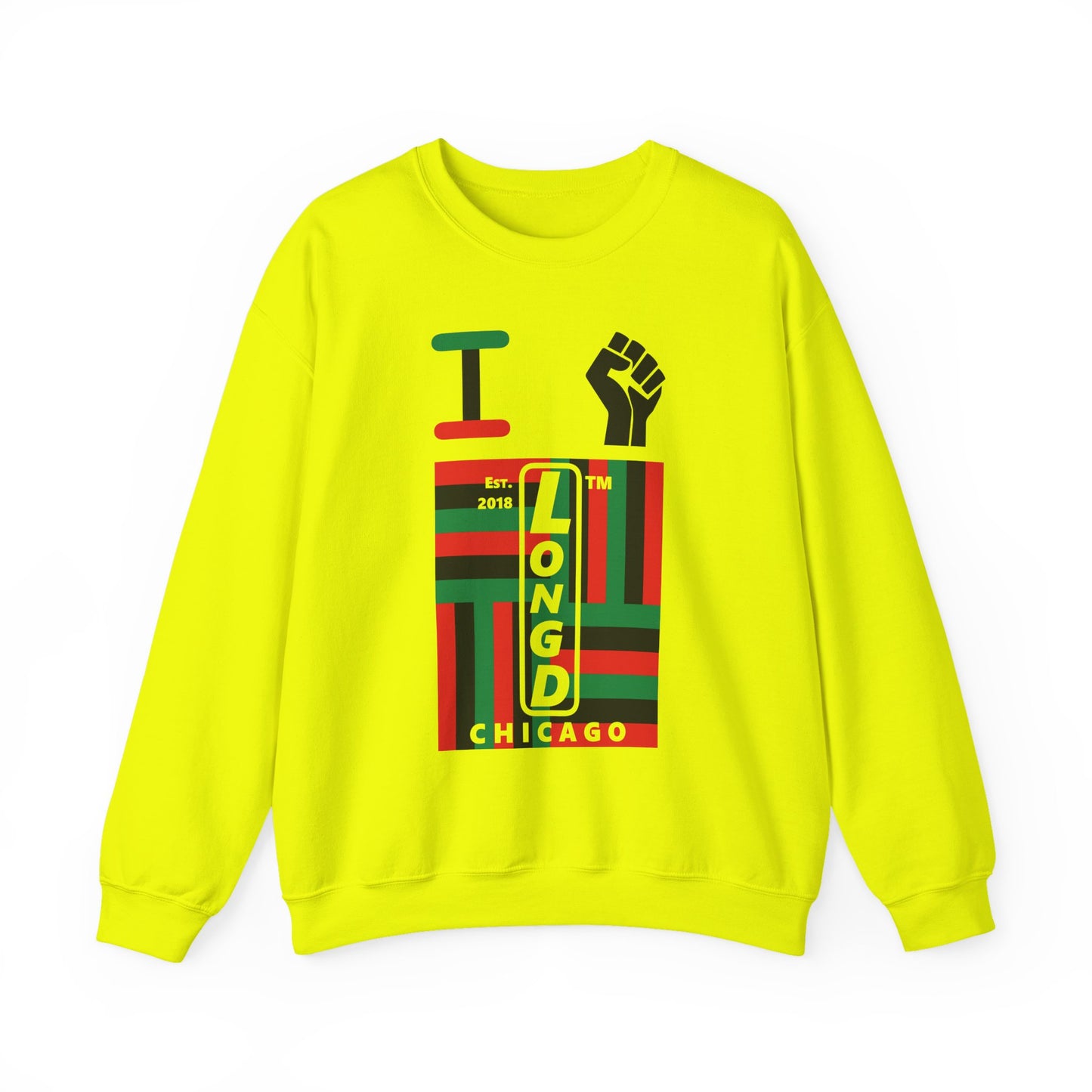 I Fist LongD negative windmill Chicago upright logo crewneck sweatshirt
