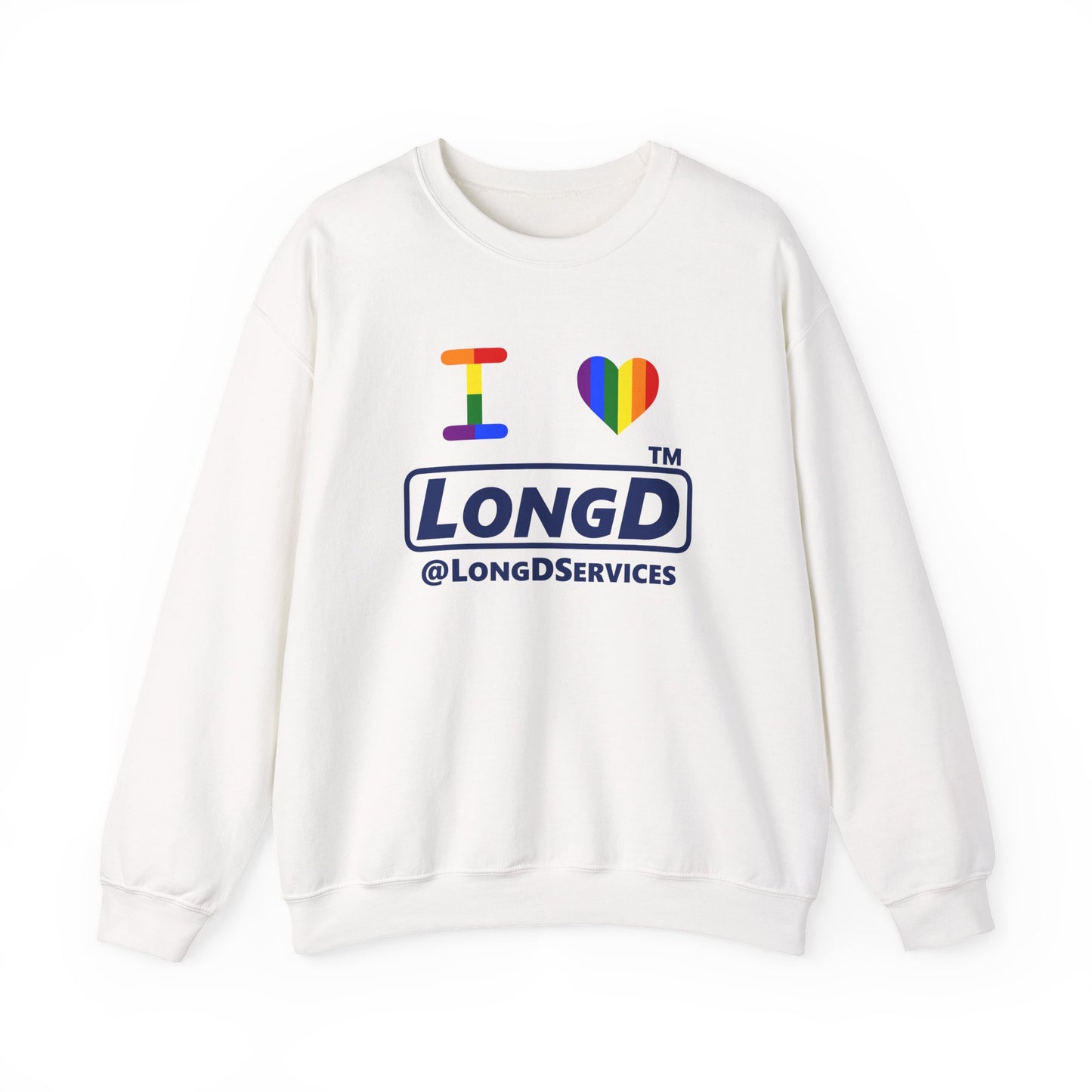 I Luv LongD official basic tag logo crewneck sweatshirt with Pride heart
