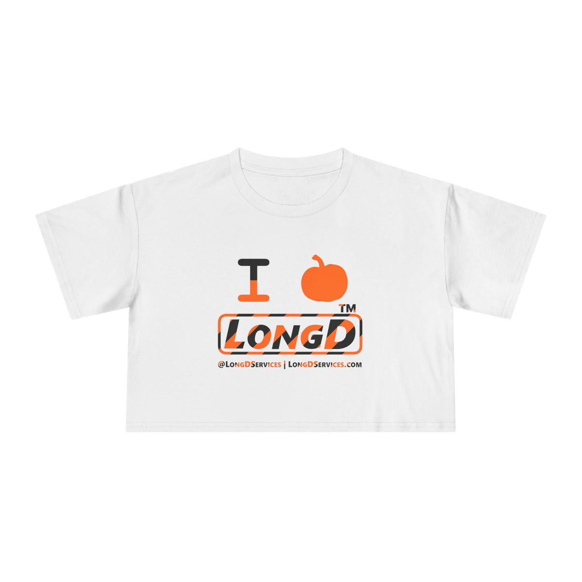 I pumpkin LongD Tag-domain positive 12-striped logo crop tee