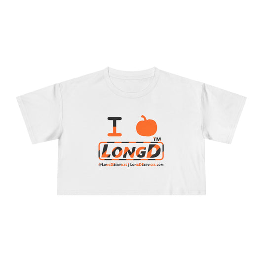 I pumpkin LongD Tag-domain positive 12-striped logo crop tee