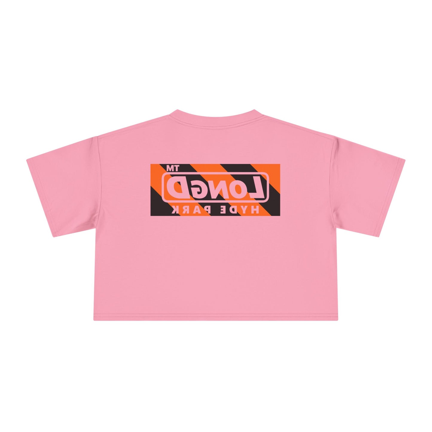 LongD Hyde Park negative diagonal 6-striped front-back logo (Halloween colors) crop tee