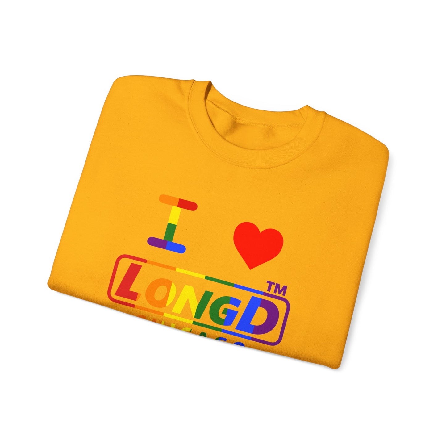 I Luv LongD positive vertical striped Chicago logo crewneck sweatshirt (Pride colors)