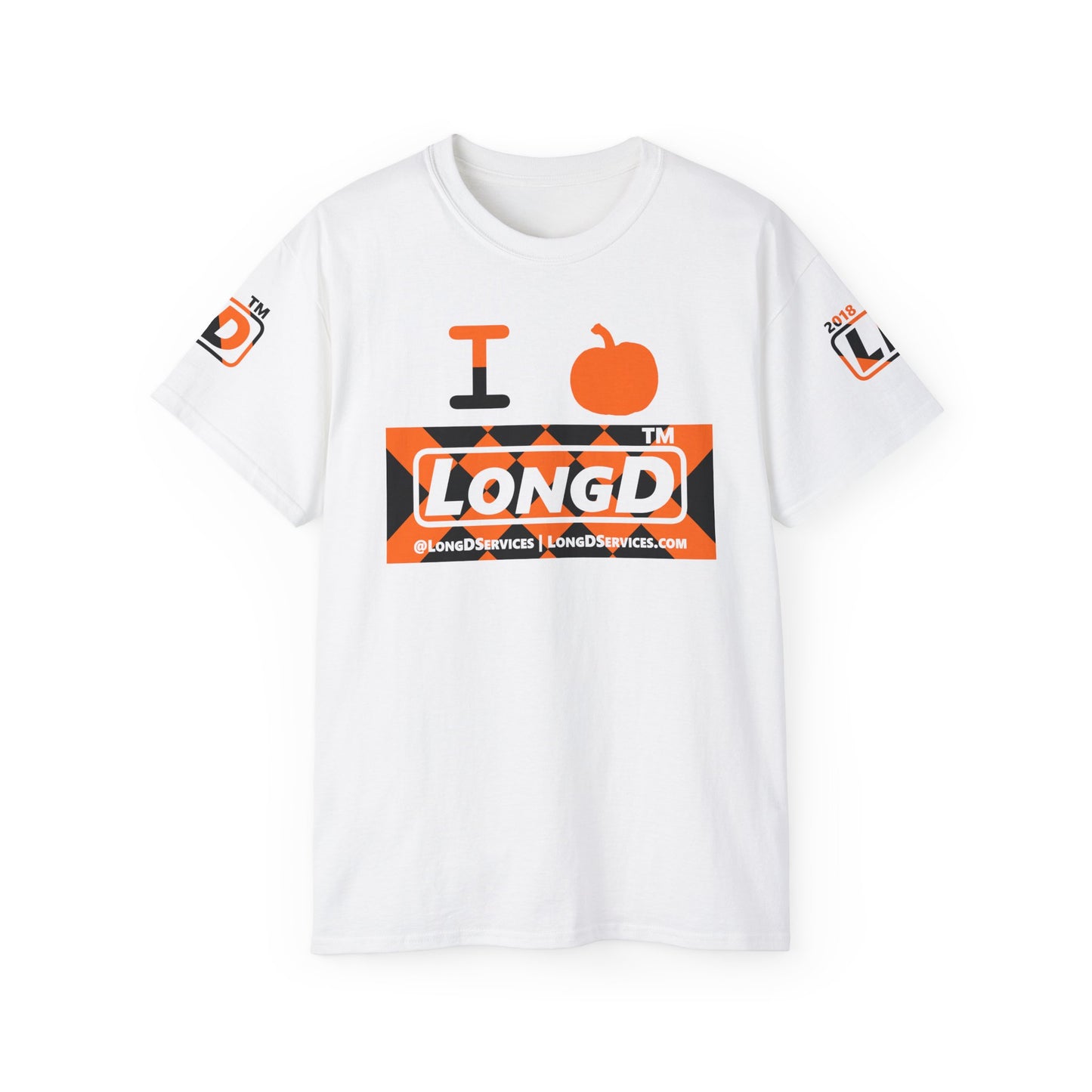I pumpkin LongD Tag-domain negative stylized argyle 4-print logo cotton tee