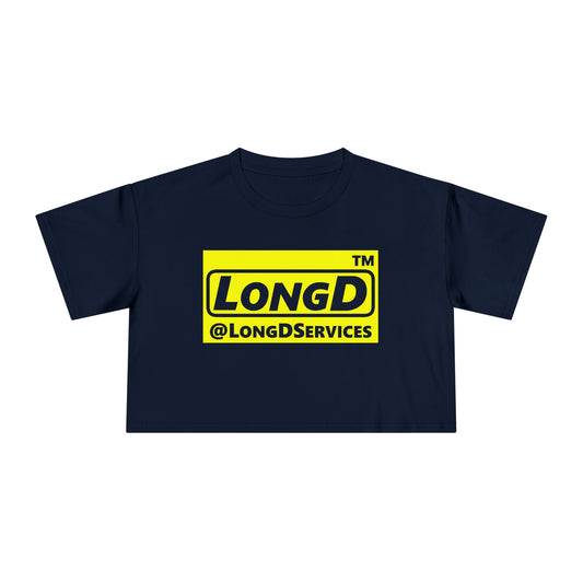 LongD Logo (Tag only negative alternate) Women's Crop Tee