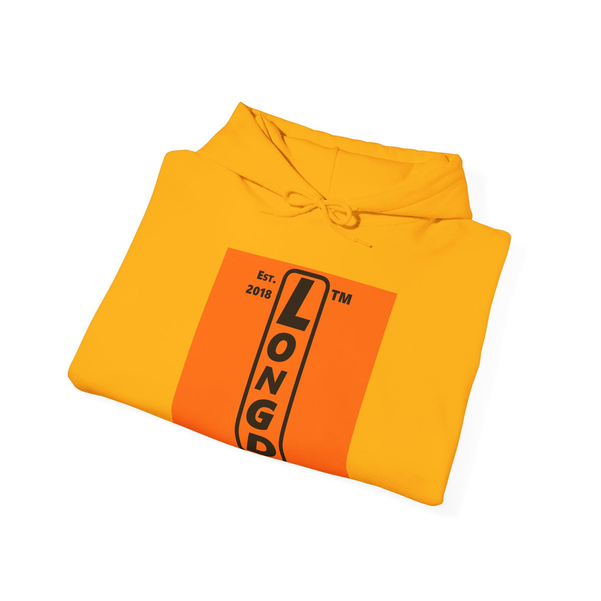LongD Chicago upright logo Black (000000) on orange (FE7518) (Halloween colors) hoodie