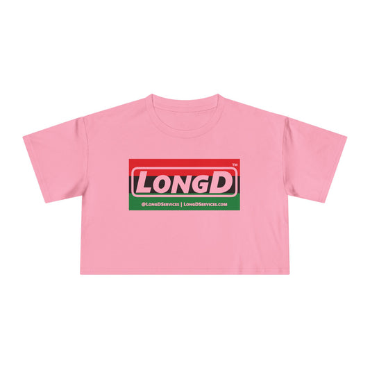 LongD Logo Women's Crop Tee (Juneteenth striped negative thirds logo)