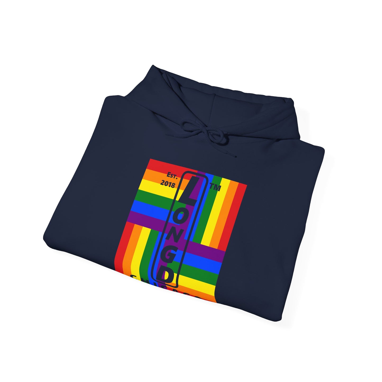 LongD® negative windmill upright Chicago logo hoodie (Pride colors)