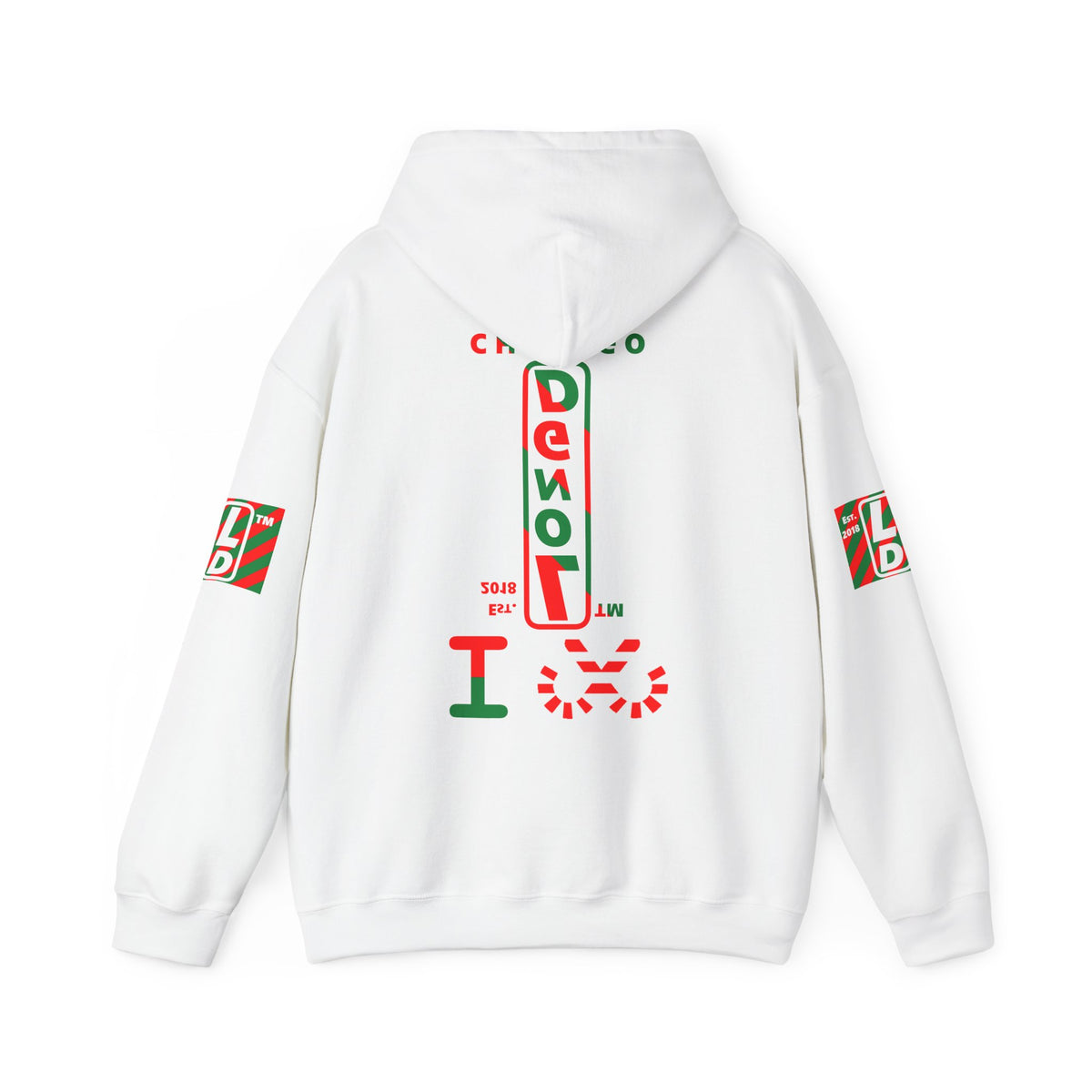 I candy cane LongD Chicago positive upright pixel-weighted 4-striped 4-print logo hoodie