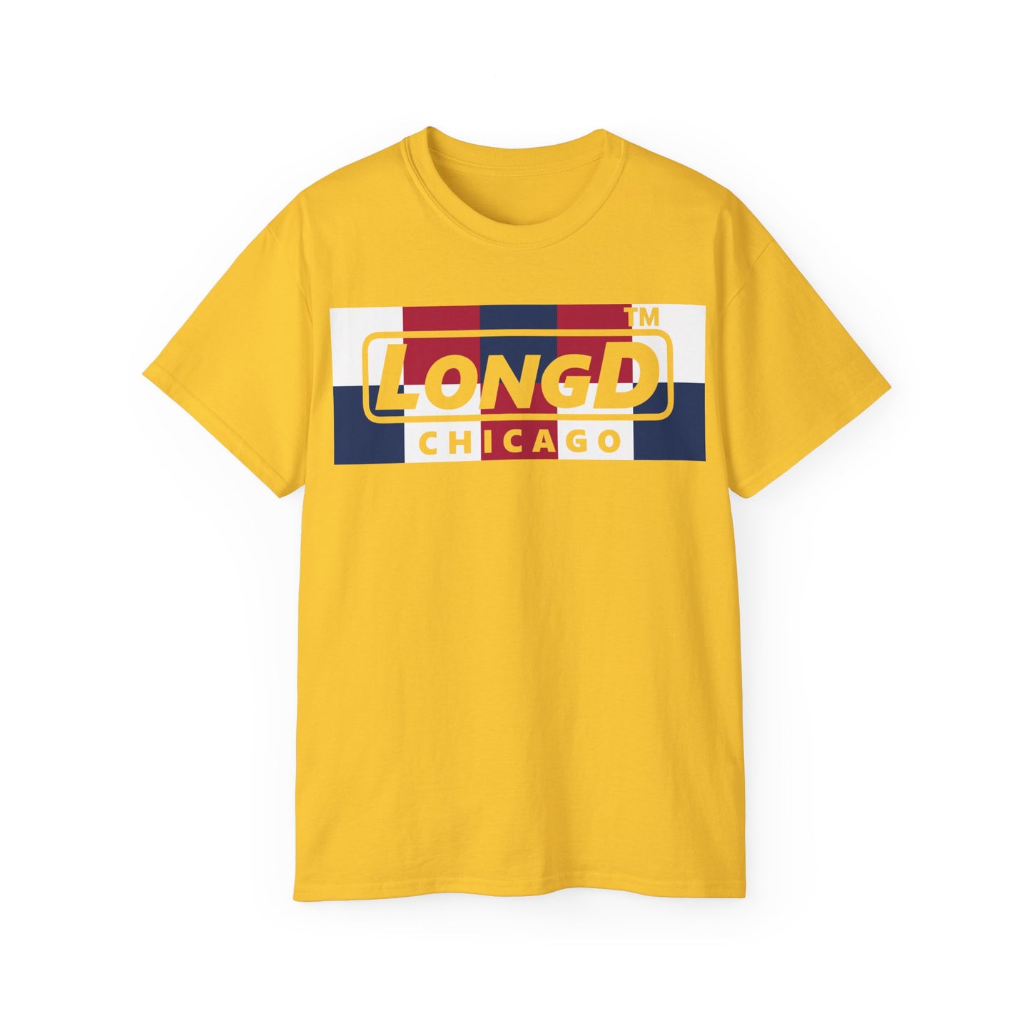 LongD negative 2x5 Chicago logo cotton tee (patriotic colors)