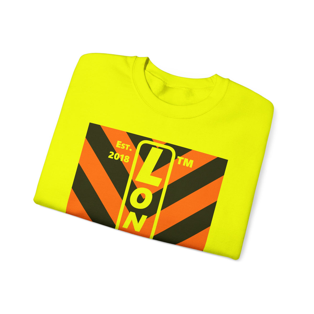 LongD Hyde Park negative upright downward chevron logo (Halloween colors) crewneck sweatshirt