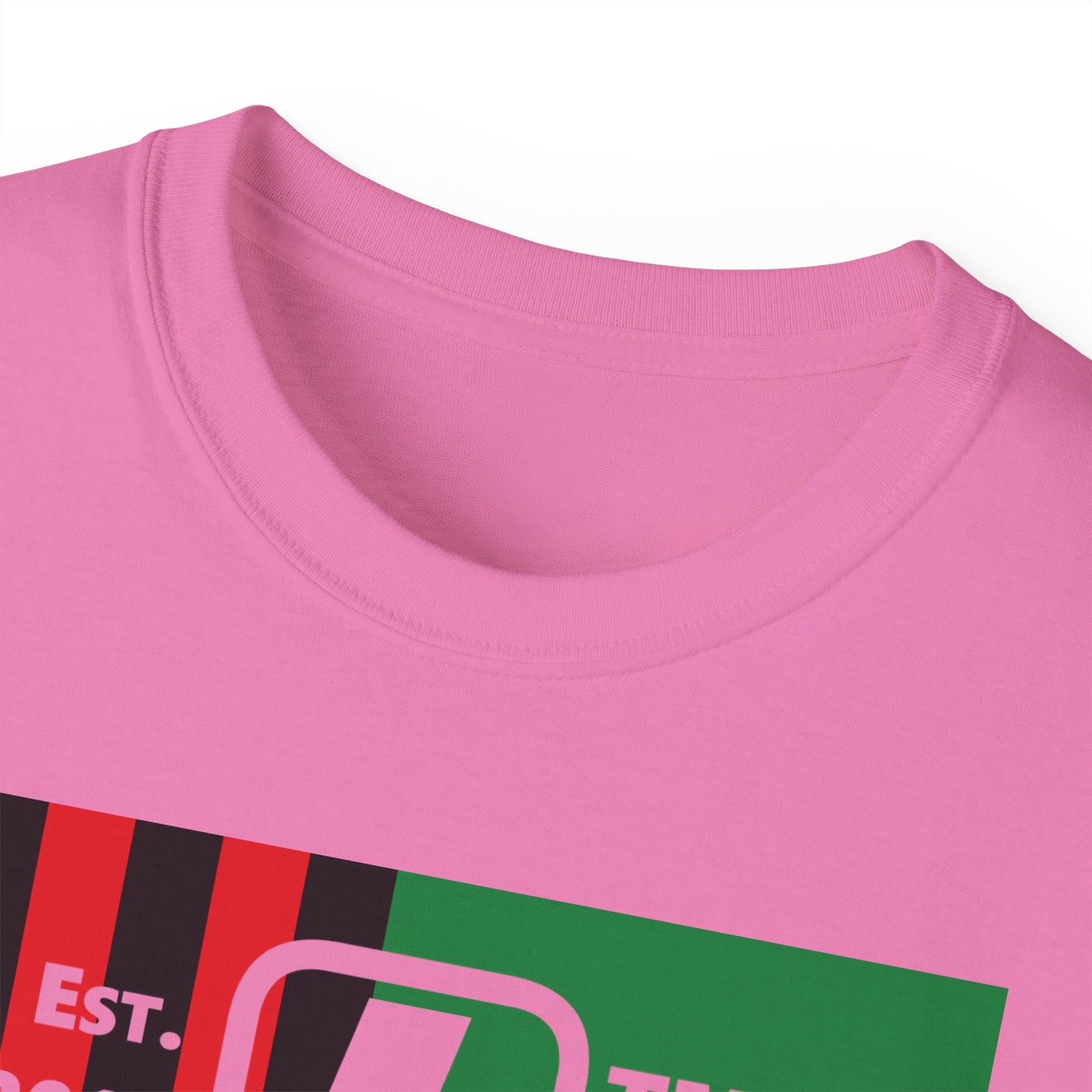 LongD Cotton Tee negative flag Chicago upright logo (Juneteenth colors)