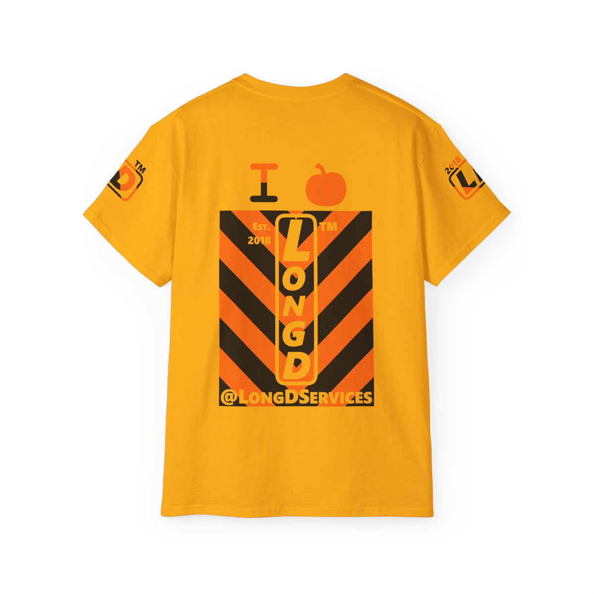 I pumpkin LongD Tag negative upright downward chevron 4-print logo cotton tee