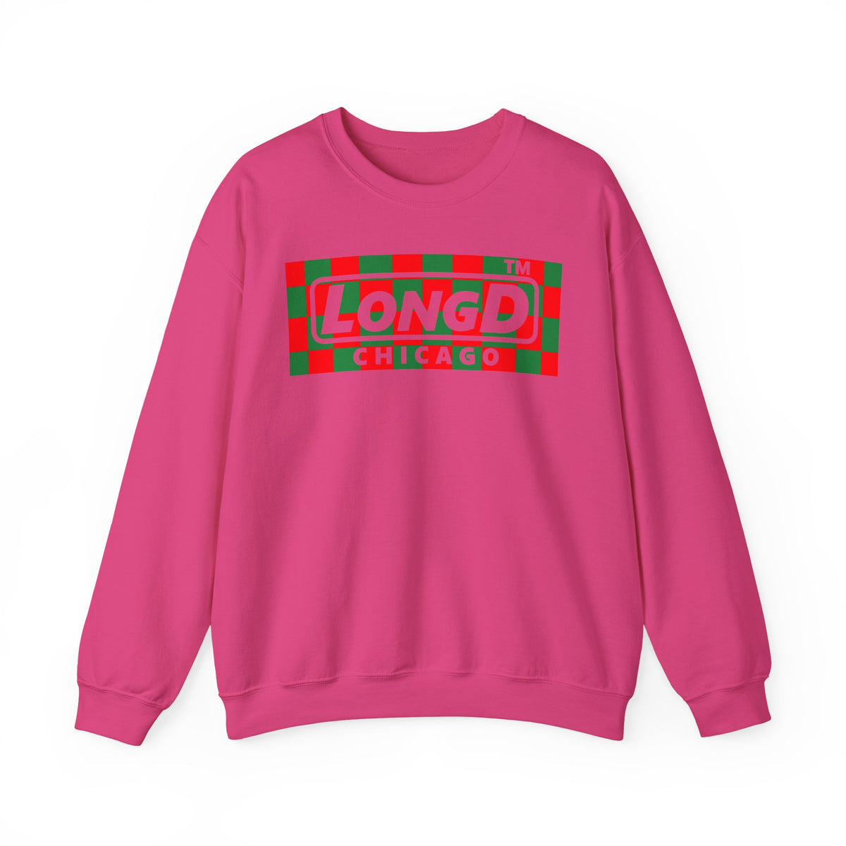 LongD Chicago negative checkered logo (Xmas colors) crewneck sweatshirt