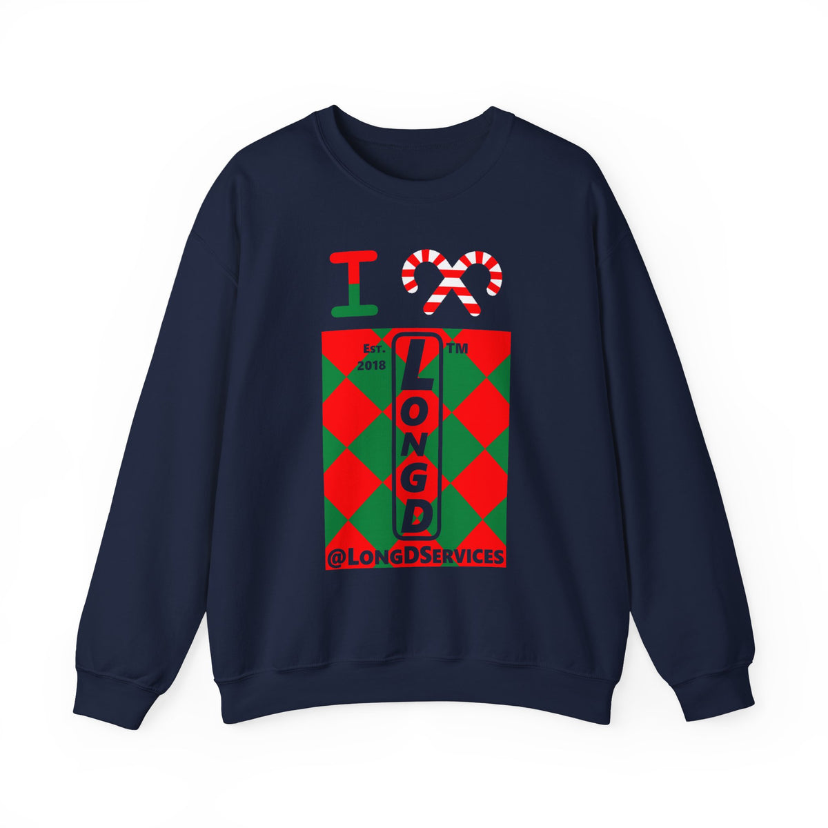 I candy cane LongD Tag negative upright argyle logo crewneck sweatshirt