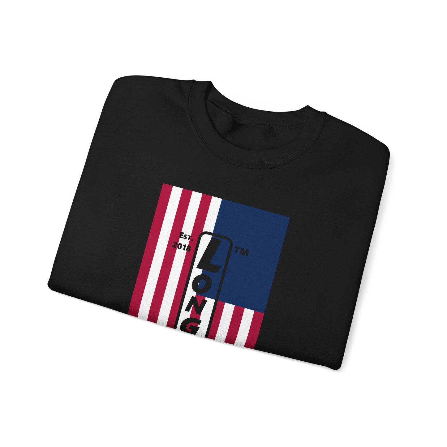 LongD negative flag Hyde Park upright logo crewneck sweatshirt (patriotic colors)