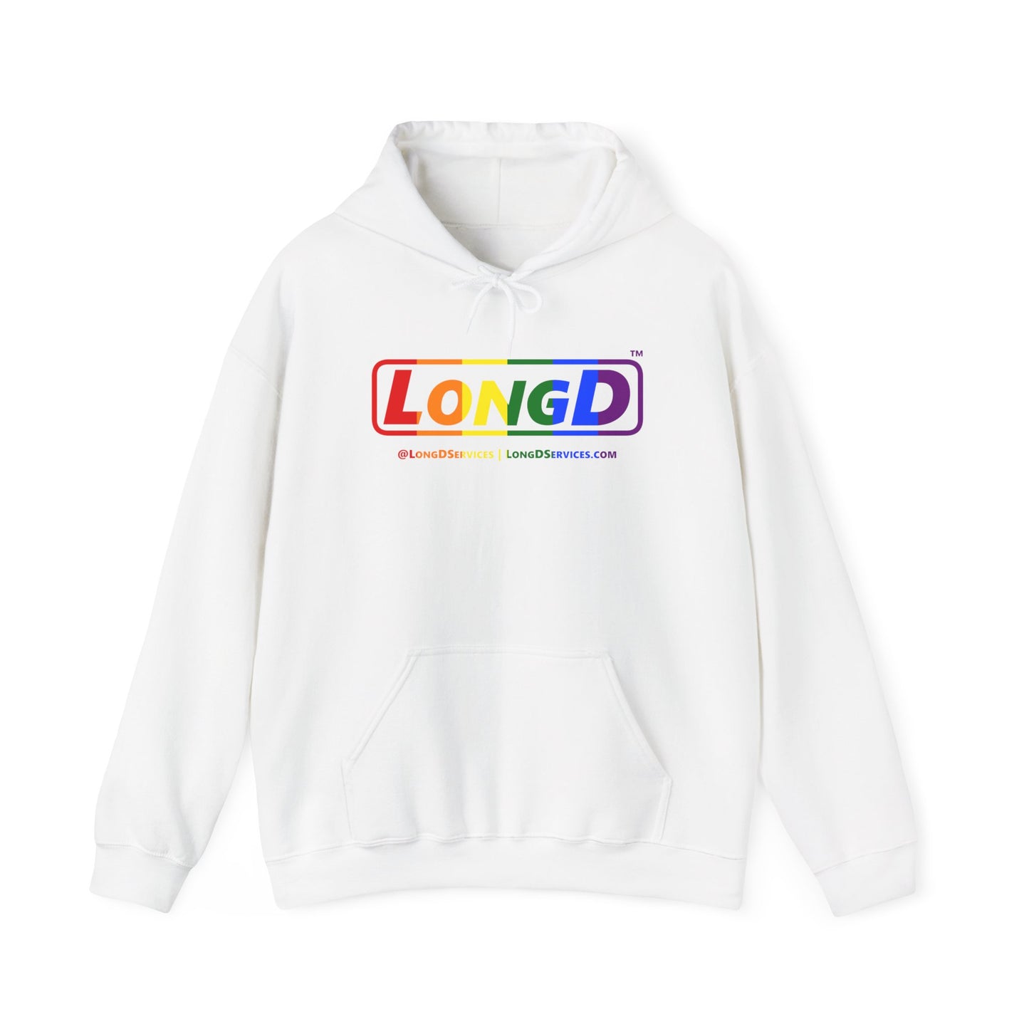 LongD® Logo Hoodie with Pride rainbow positive text