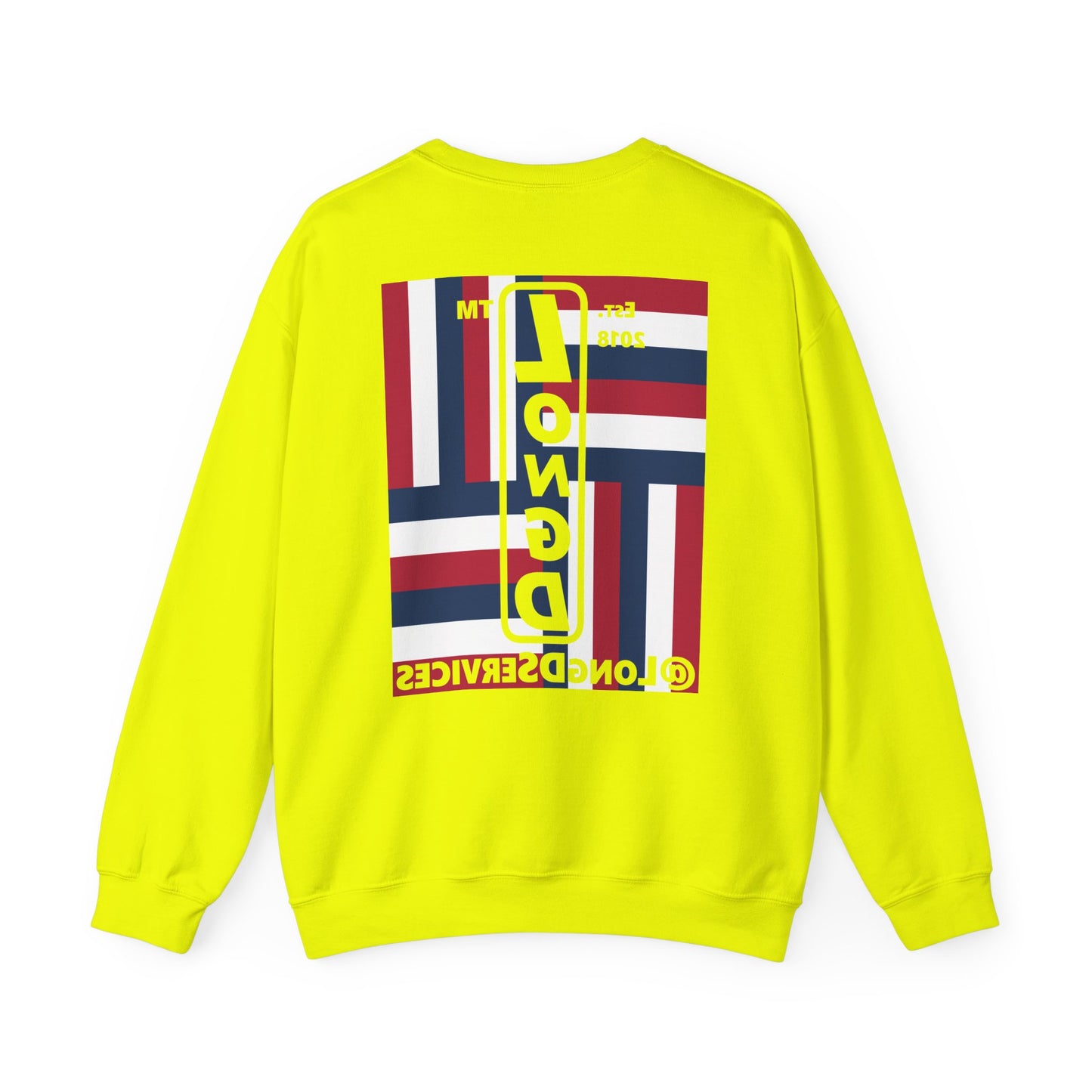 I Burst LongD negative windmill tag upright front-back logo crewneck sweatshirt