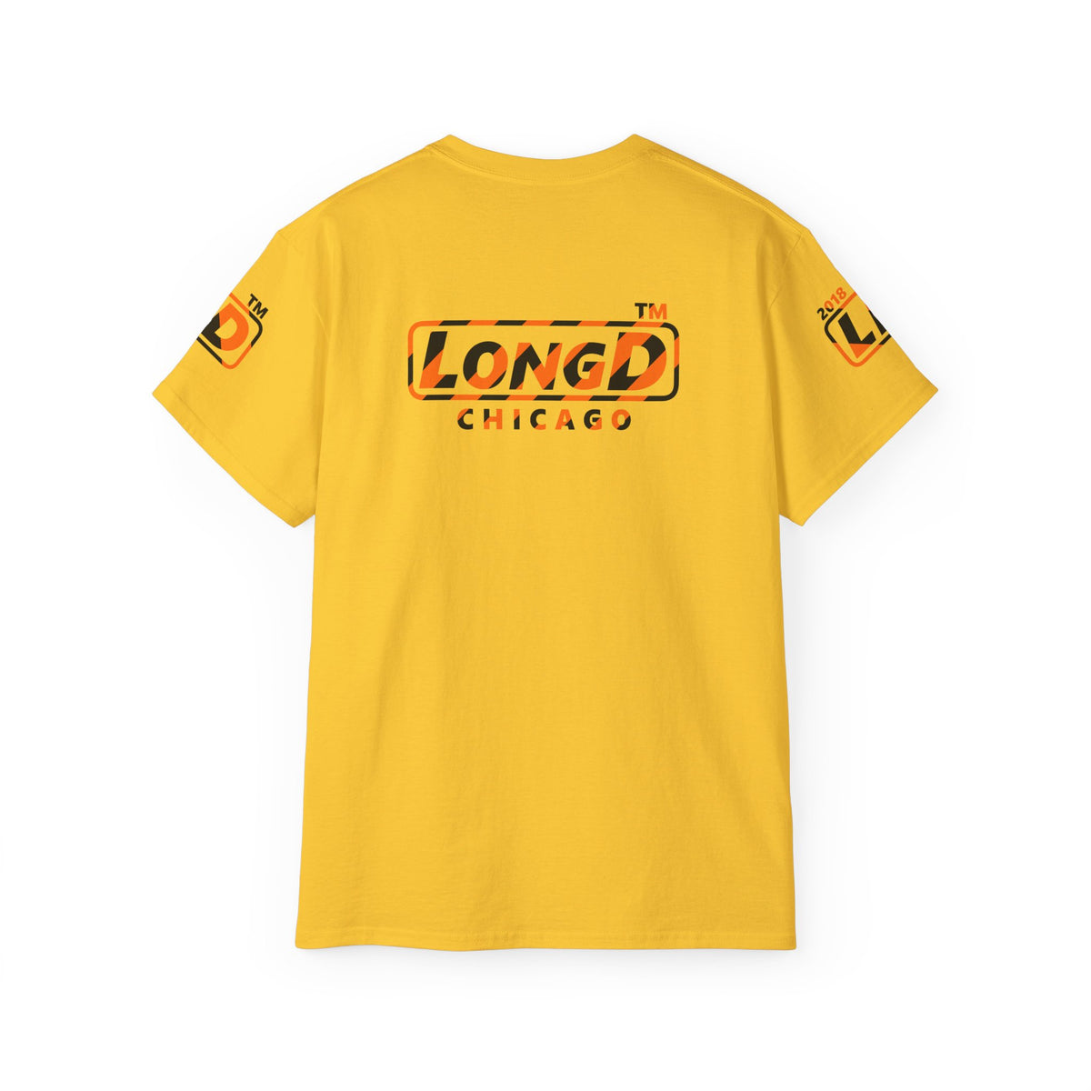 LongD Chicago positive 12-striped 4-print logo (Halloween colors) cotton tee