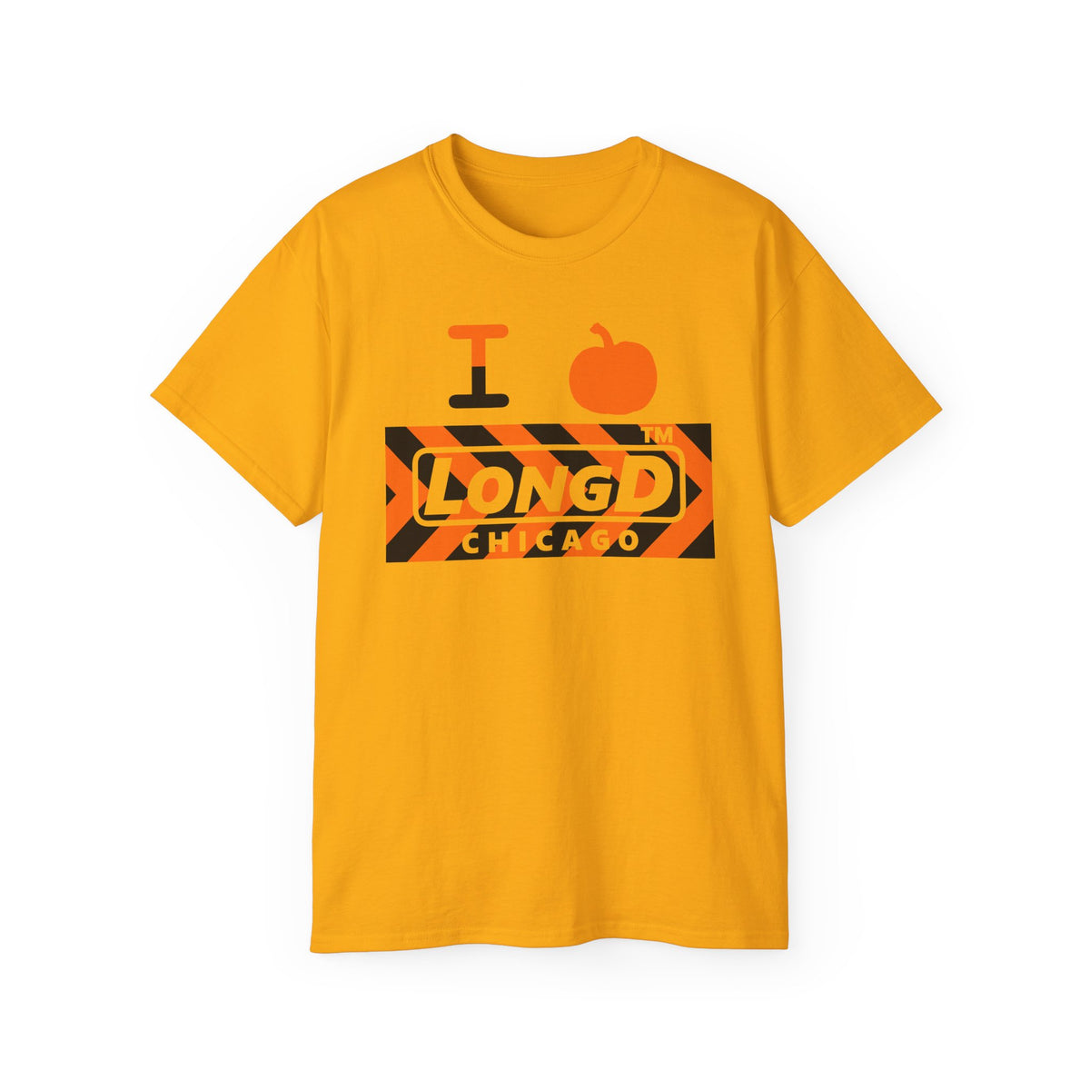I pumpkin LongD Chicago negative forward chevron logo cotton tee