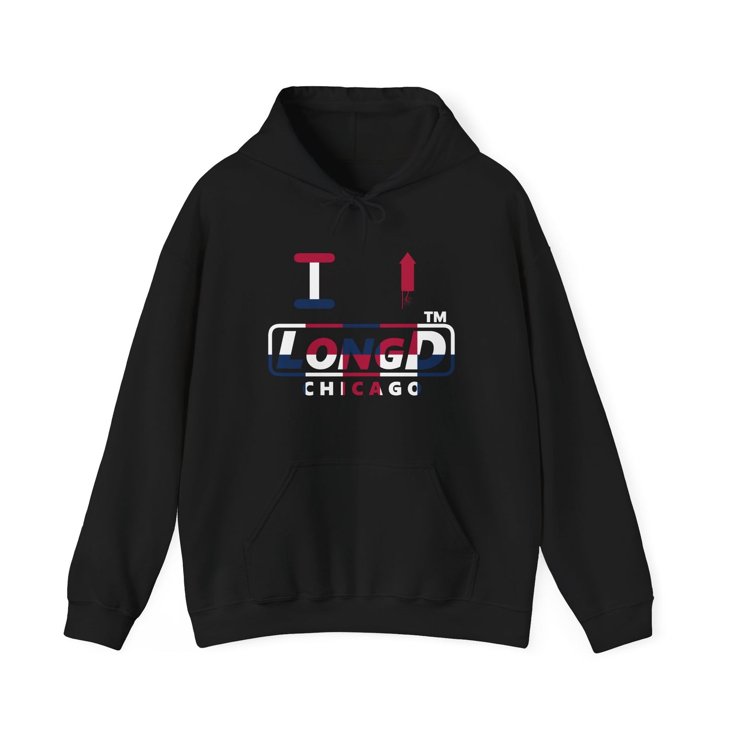 I firecracker LongD® positive 2x5 Chicago logo hoodie