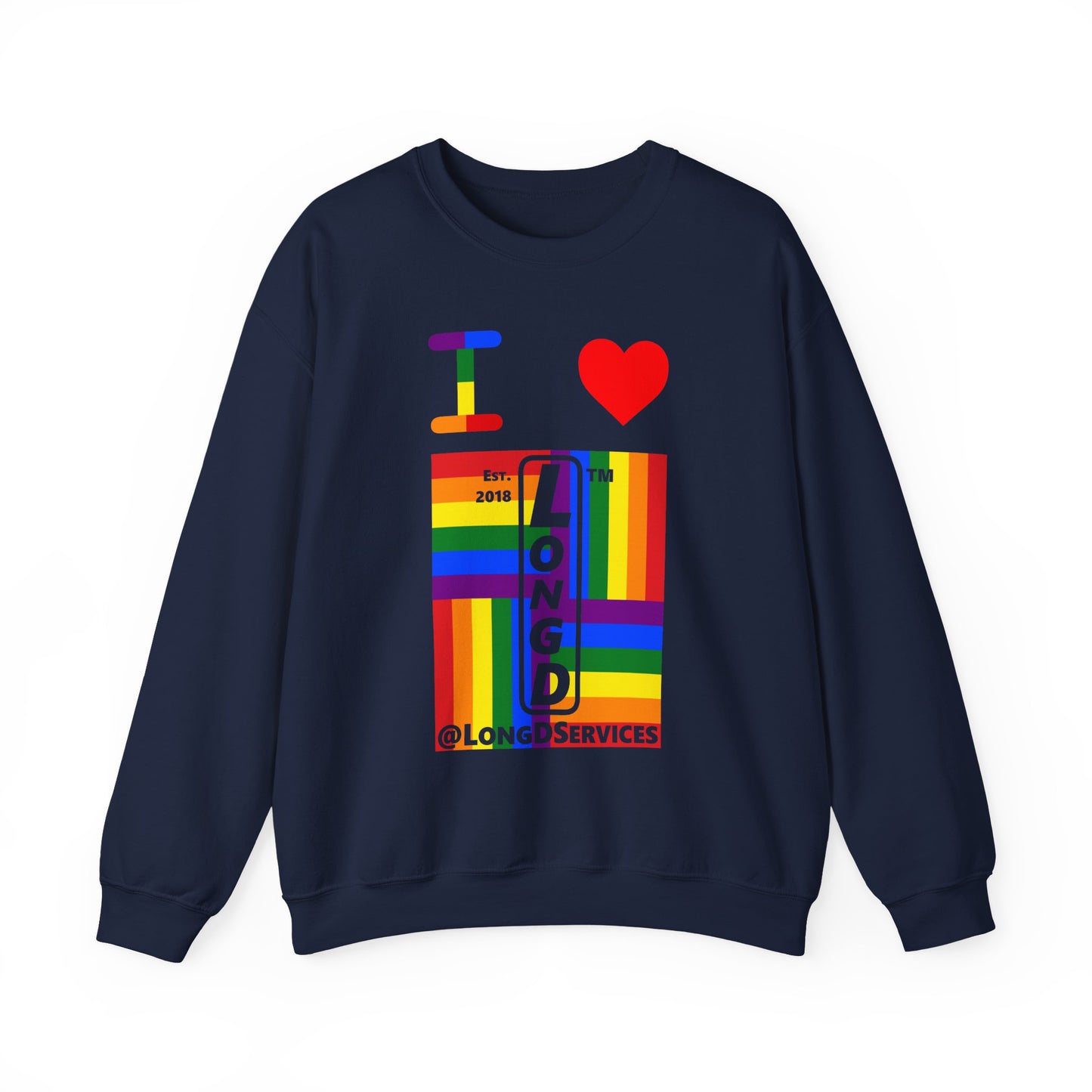 I Luv LongD negative windmill tag upright logo crewneck sweatshirt