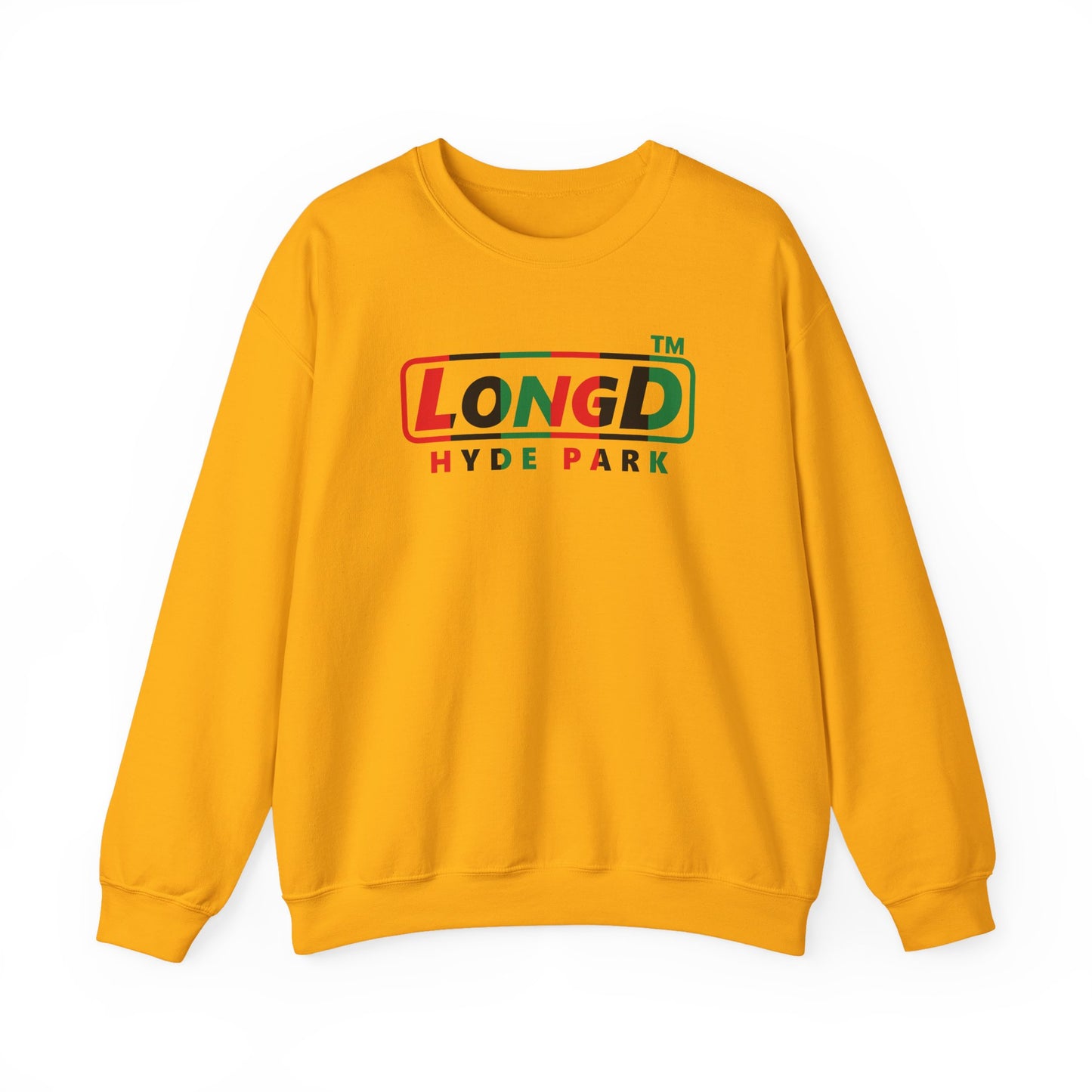 LongD positive vertical 6-striped Hyde Park logo crewneck sweatshirt (Juneteenth colors)