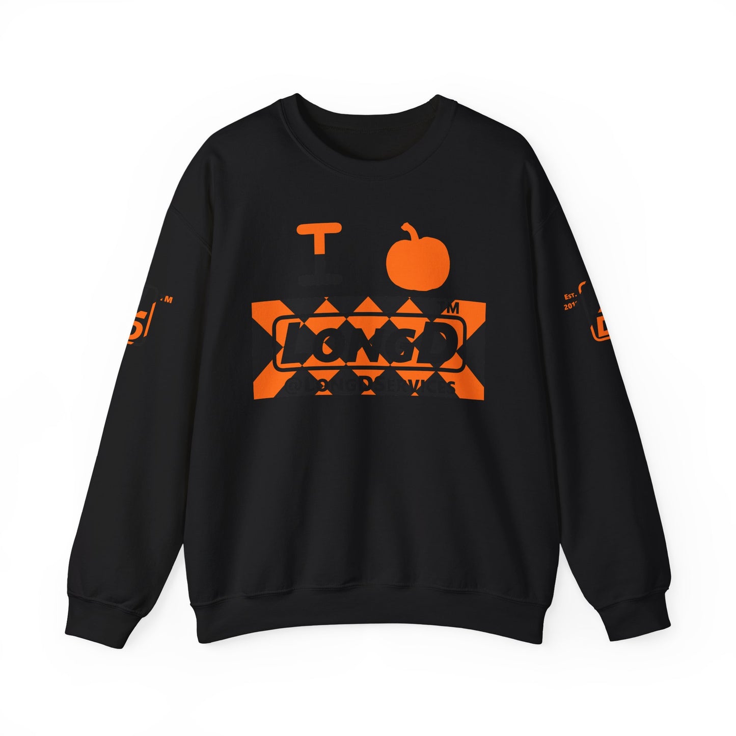 I pumpkin LongD Tag negative stylized argyle 4-print logo crewneck sweatshirt