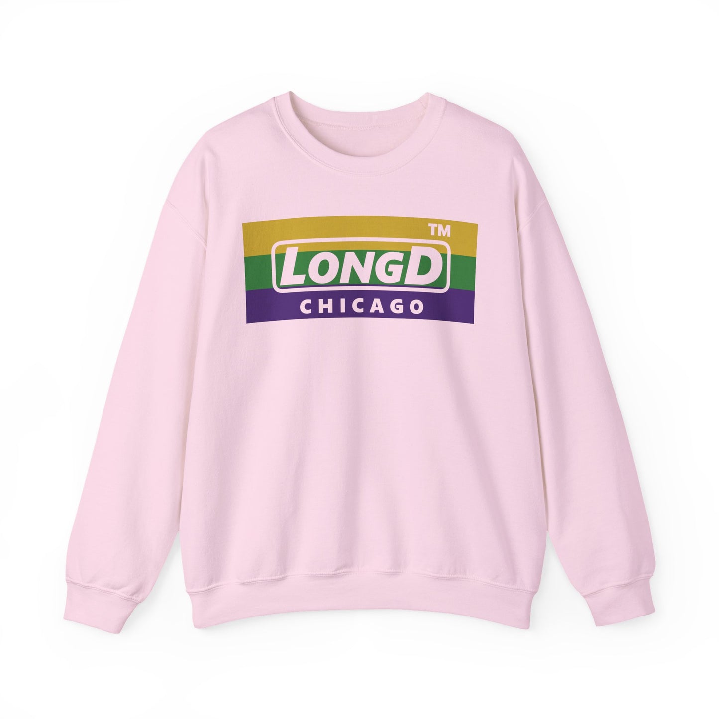 LongD negative striped Chicago logo crewneck sweatshirt