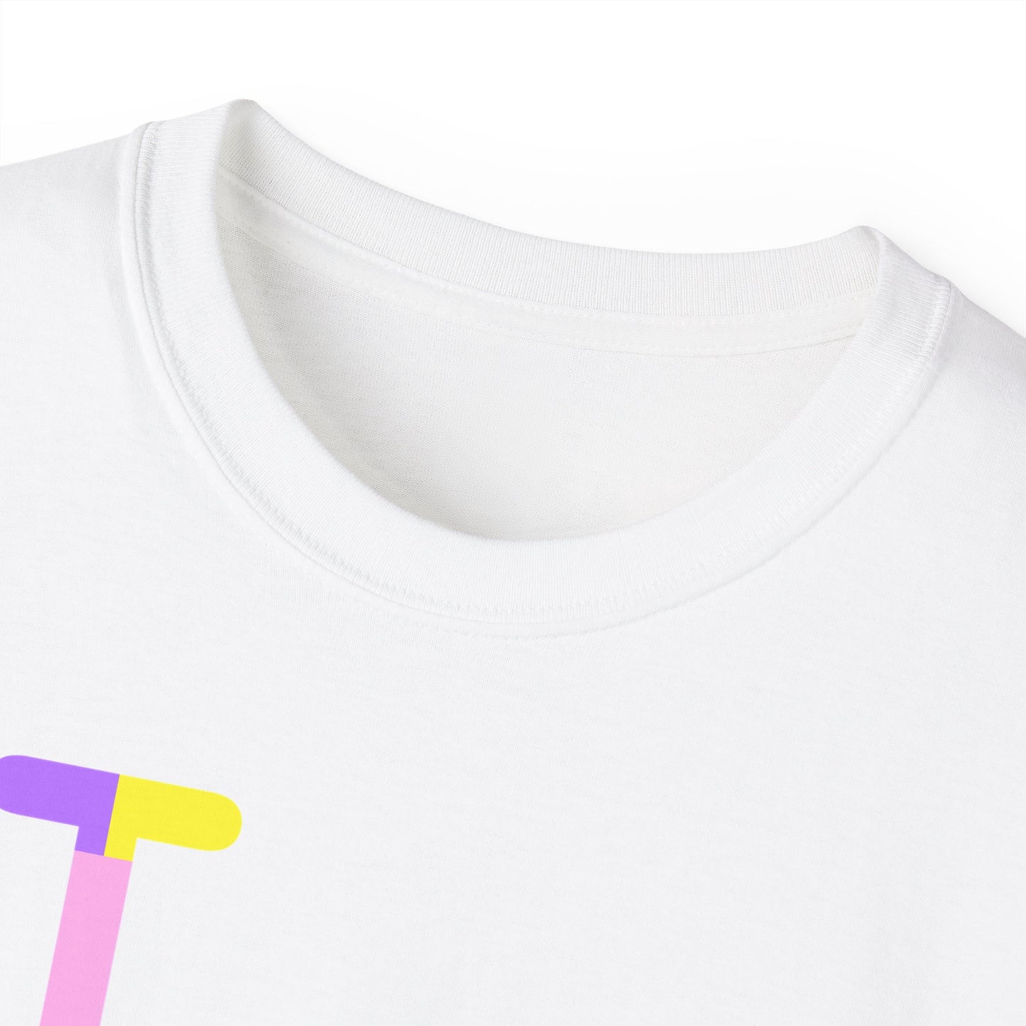 I Bunny LongD® negative horizontal striped Tag Logo Cotton Tee