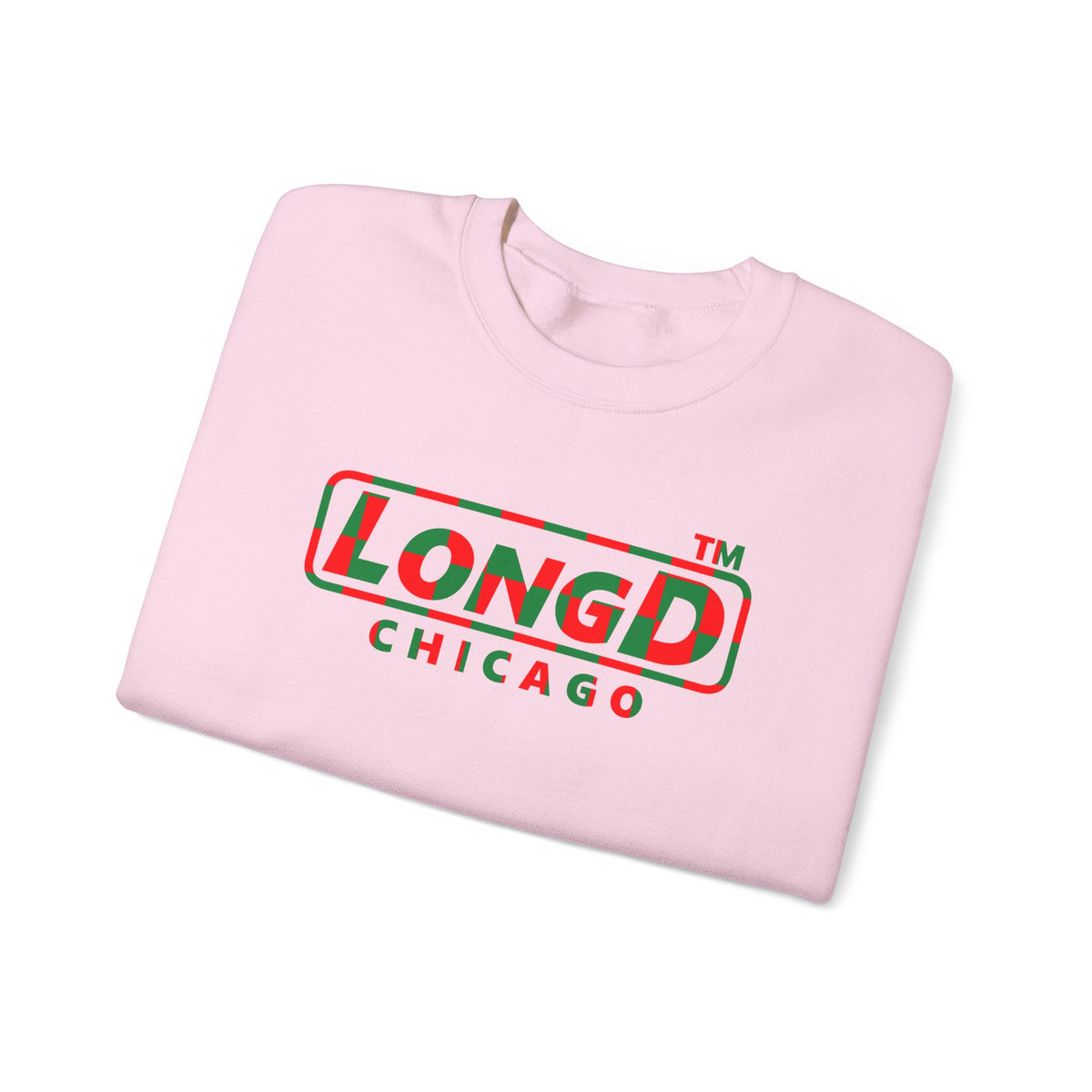 LongD Chicago positive checkered 4-print logo (Xmas colors) crewneck sweatshirt