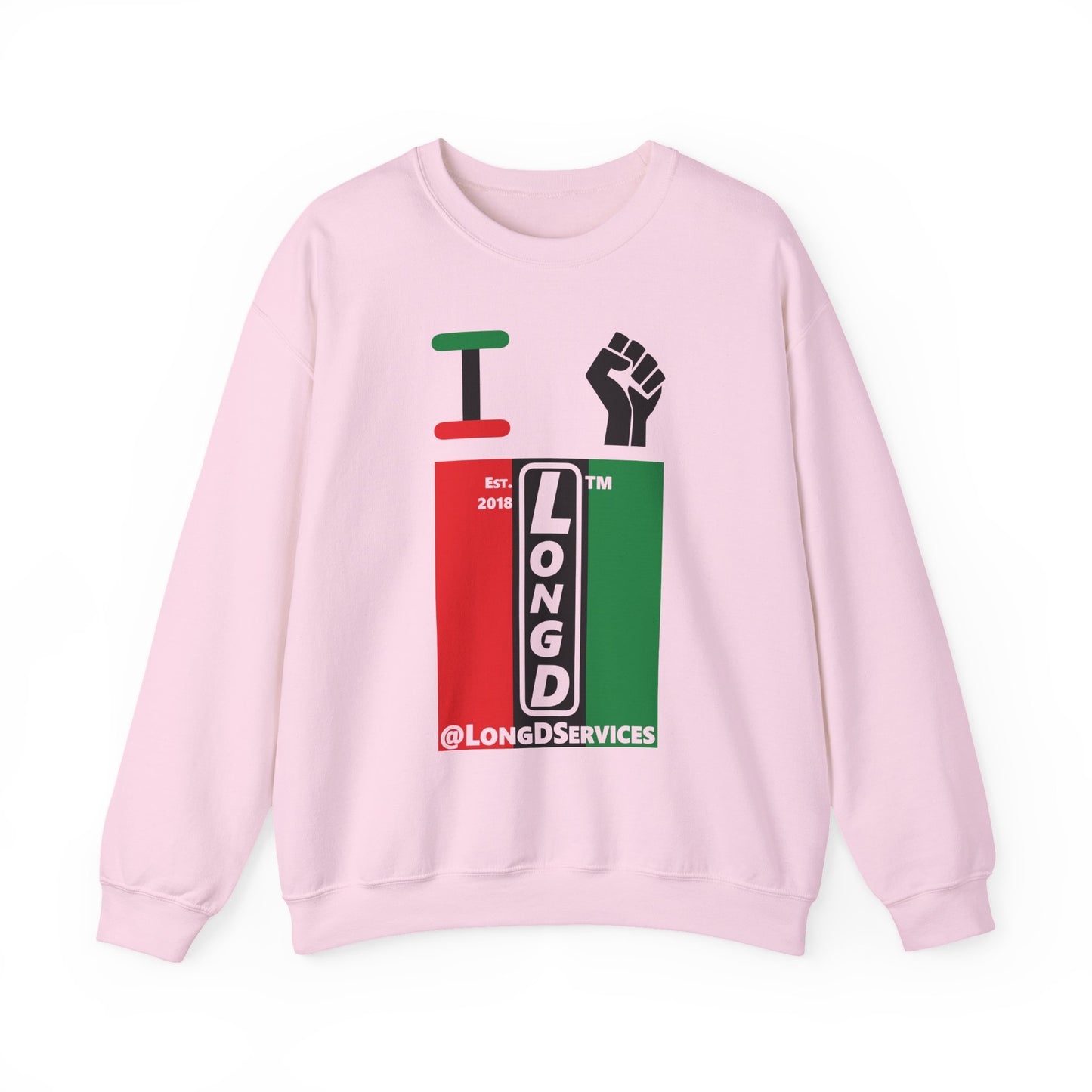 I Fist LongD negative vertical 3-striped tag upright logo crewneck sweatshirt