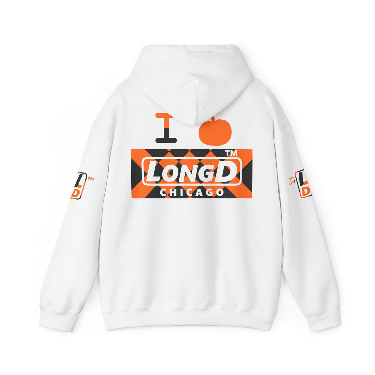 I pumpkin LongD Chicago negative stylized argyle 4-print logo hoodie