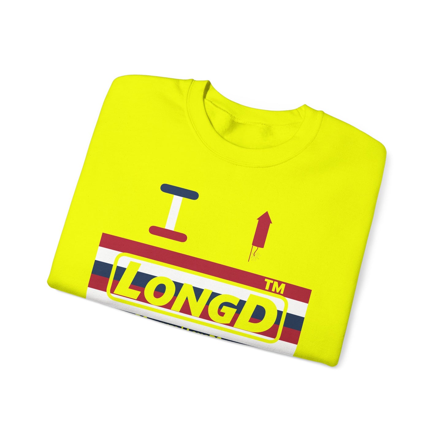 I firecracker LongD negative horizontal 6-striped tag-domain logo crewneck sweatshirt