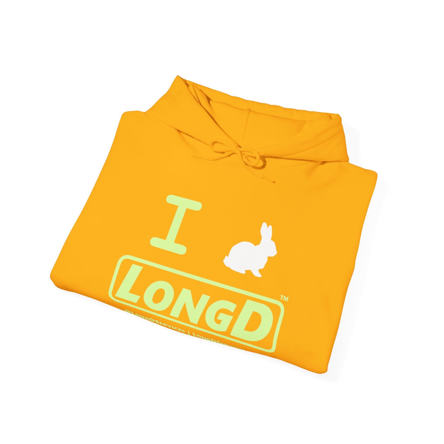 I Bunny LongD® Logo Hoodie Pastel green text (White Easter Bunny)