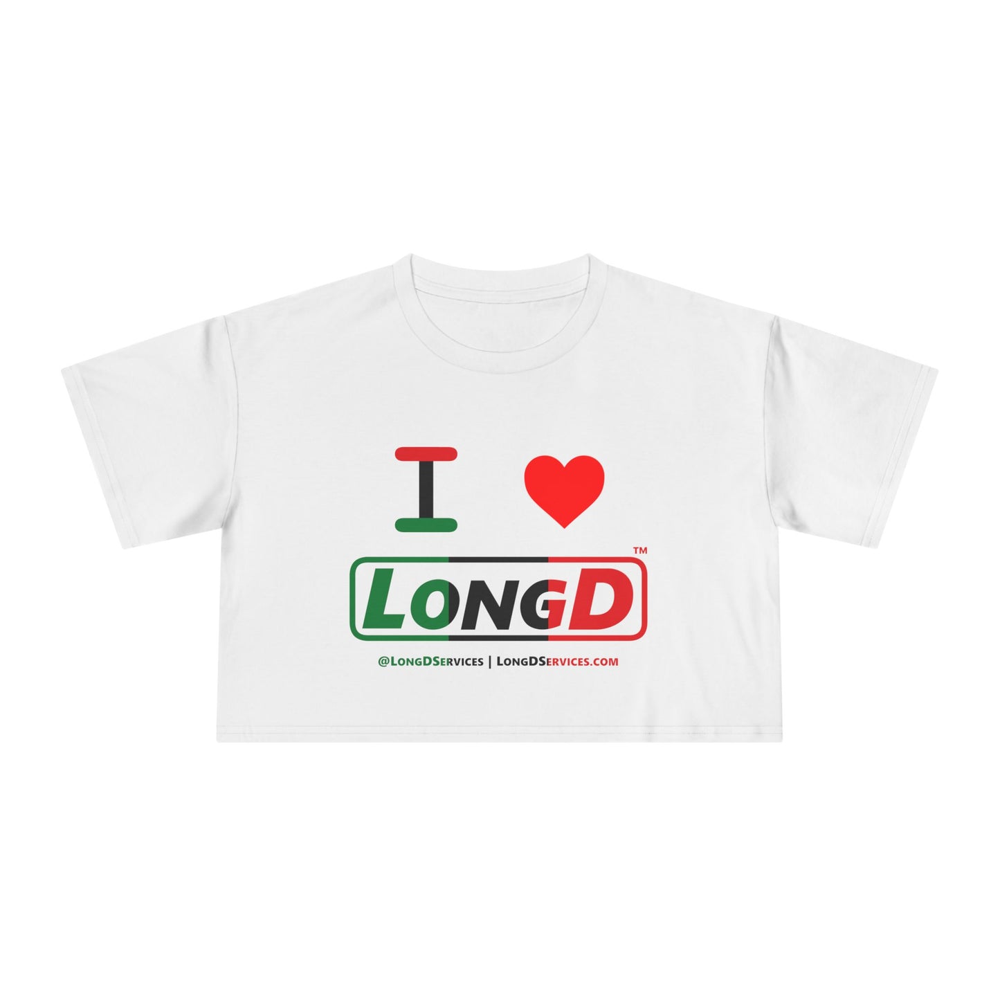 I Luv LongD Logo Women's Crop Tee (Juneteenth positive thirds logo)