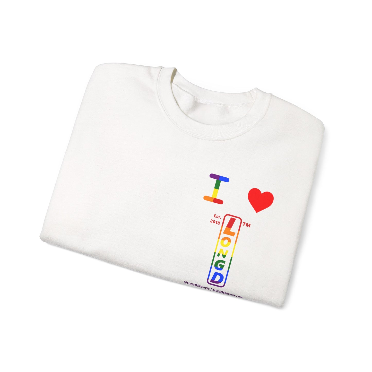 I Luv LongD positive horizontal 6-striped tag-domain upright 4-print single-breasted logo crewneck sweatshirt