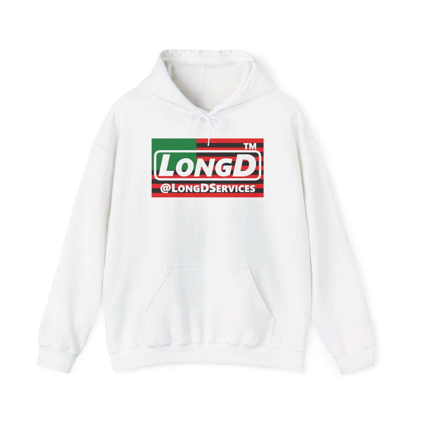 LongD® negative flag Hyde Park logo Hoodie (Juneteenth colors)