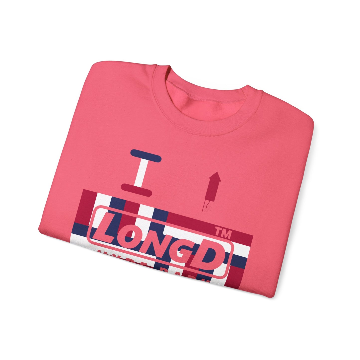 I firecracker LongD negative modified windmill Hyde Park logo crewneck sweatshirt
