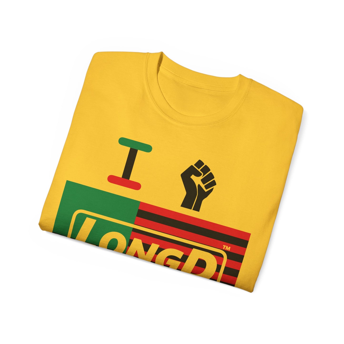 I Fist LongD® Logo Cotton Tee Juneteenth black fist negative flag
