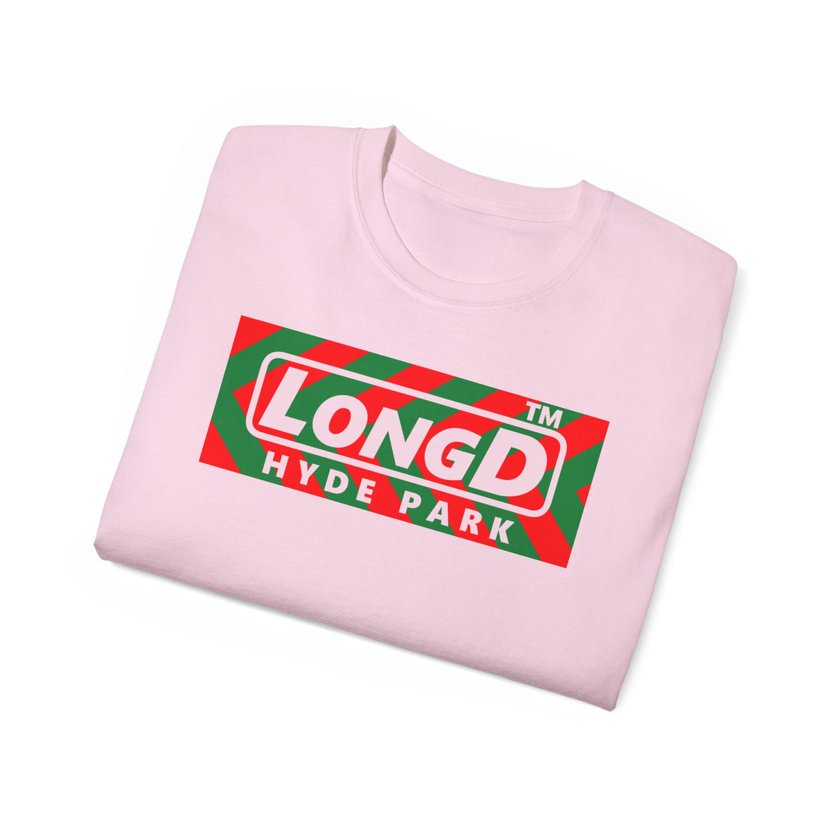 LongD Hyde Park negative leftward chevron logo (Xmas colors) cotton tee