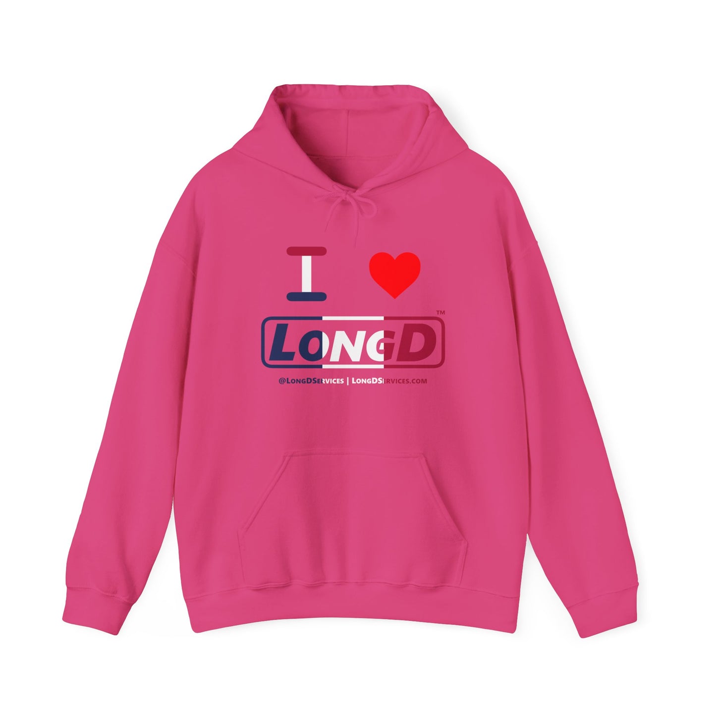 I Luv LongD® Logo Hoodie blue, white and red positive thirds