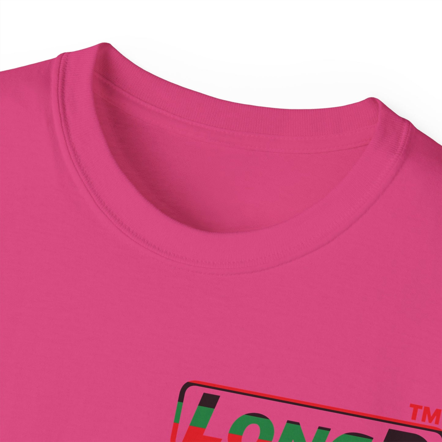 LongD positive horizontal 6-striped Hyde Park logo single-breasted front-back cotton tee (Juneteenth colors)