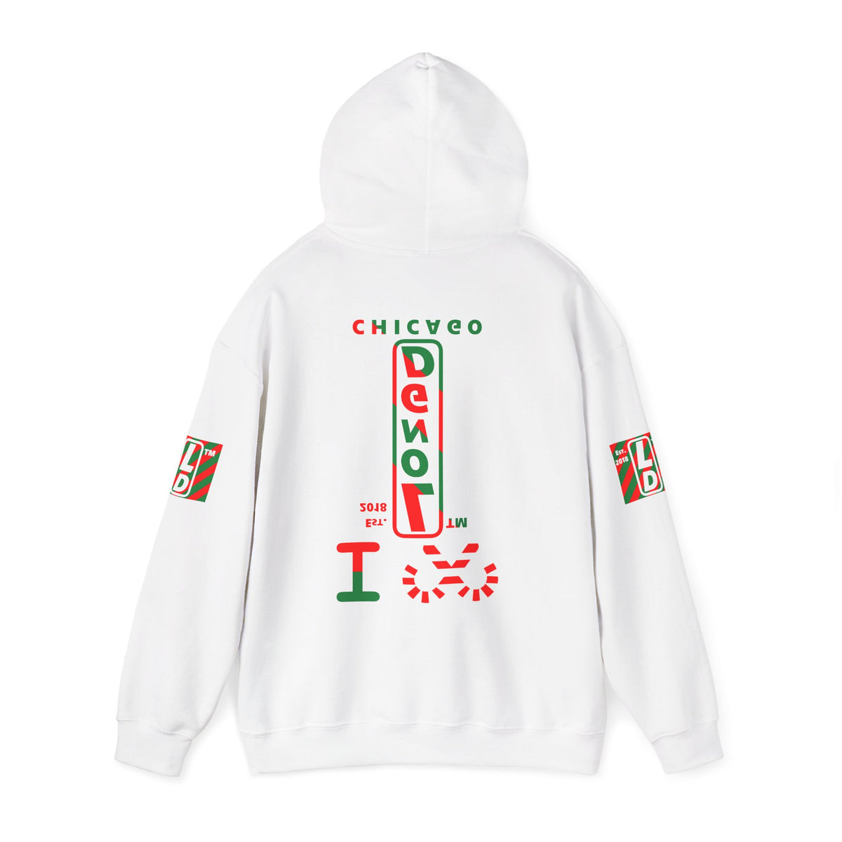 I candy cane LongD Chicago positive upright pixel-weighted 4-striped 4-print logo hoodie